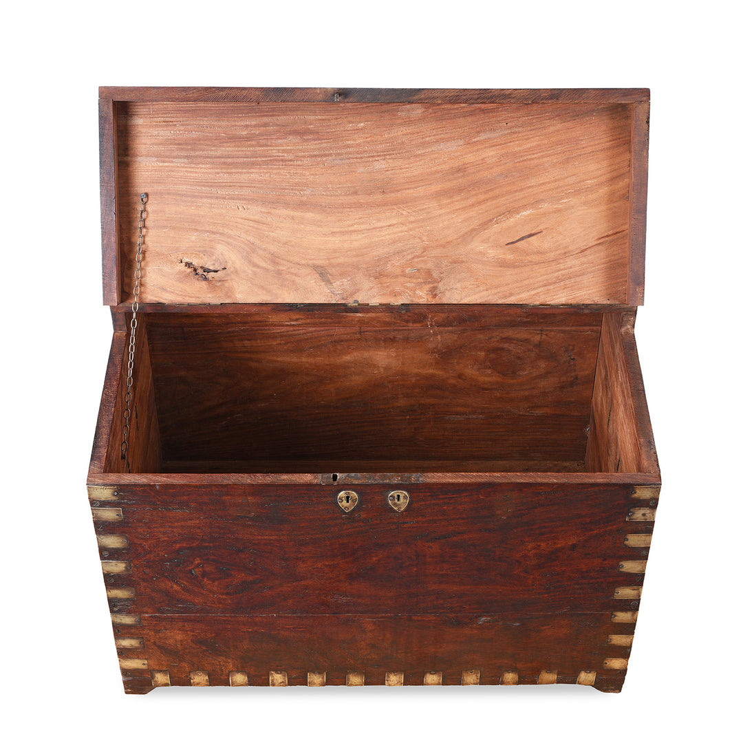 Interior Of Brass Bound Teak Chest From Shekhawati - 19th Century