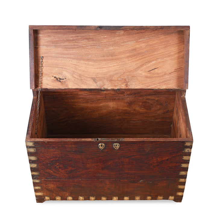 Interior Of Brass Bound Teak Chest From Shekhawati - 19th Century