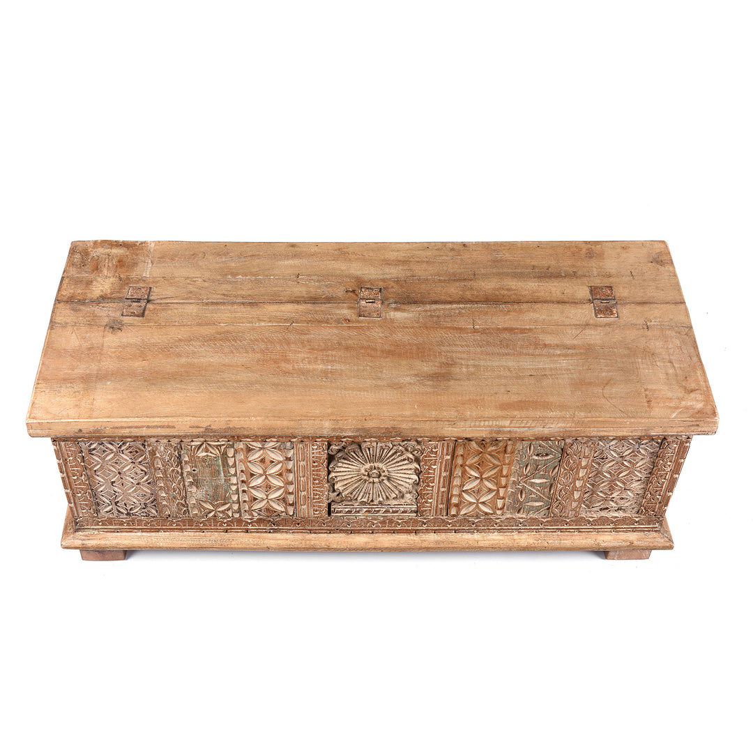 Top Down View Of Reclaimed Teakwood Blanket Chest With Painted Finish | Indigo Antiques