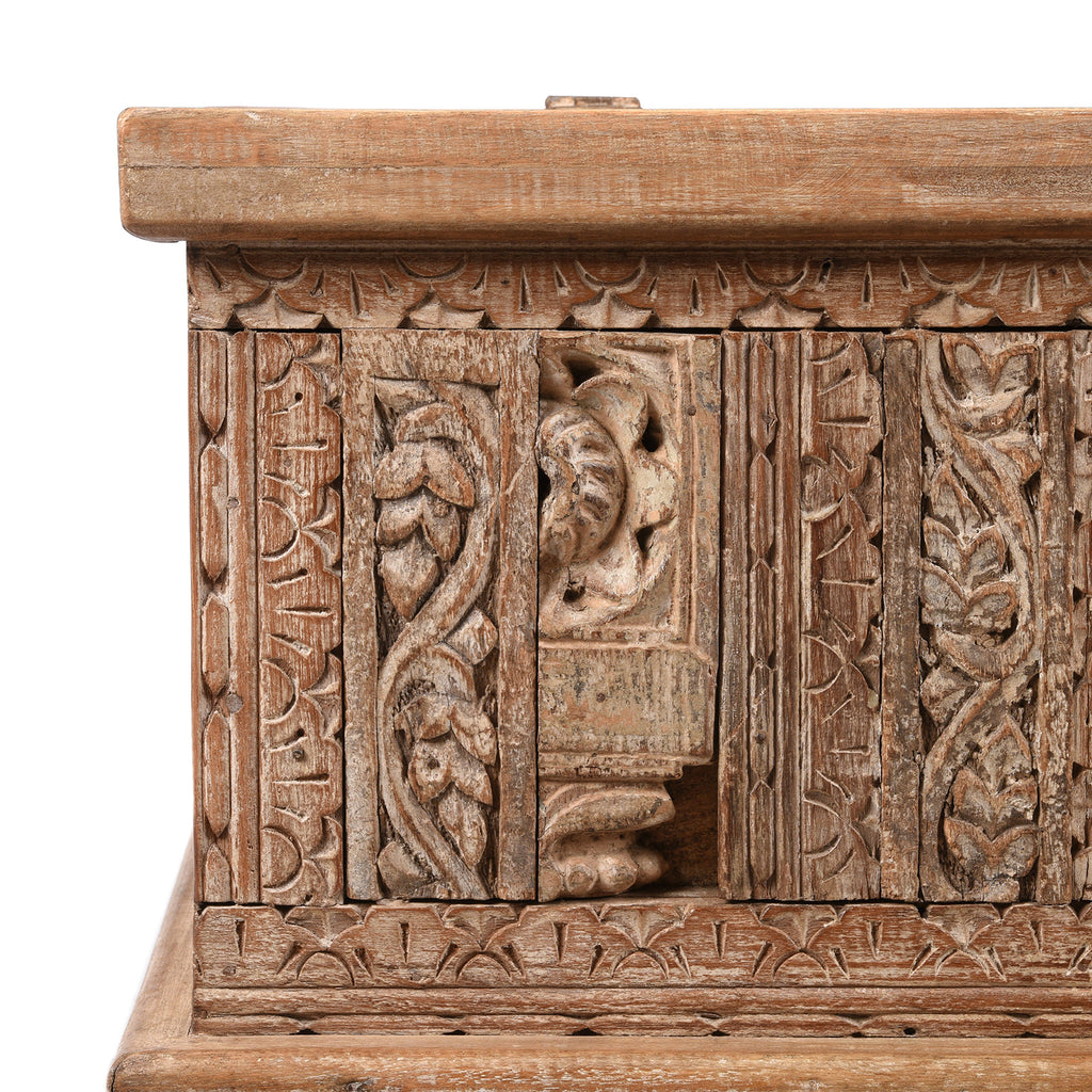 Carved Blanket Chest Made From Reclaimed Teak