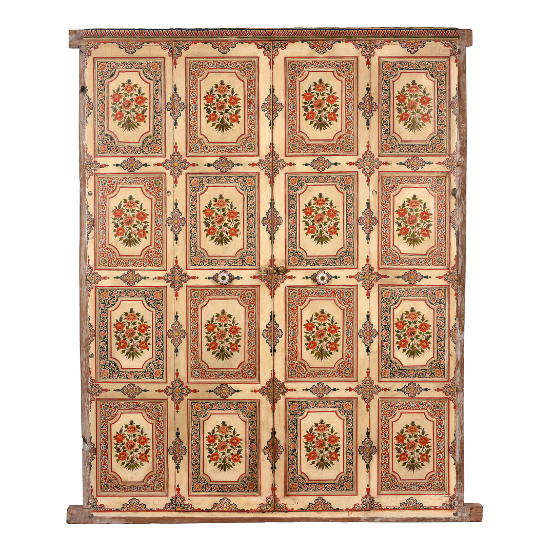 Antique Indian Painted Chintz Door Panel From Bikaner | Indigo Antiques
