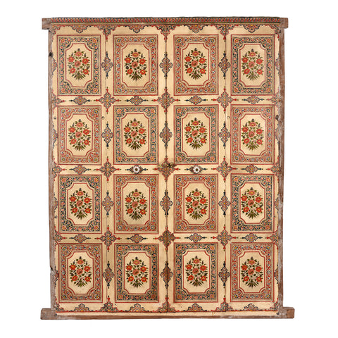 Painted Chintz Door Panel From Bikaner - Late 19th Century