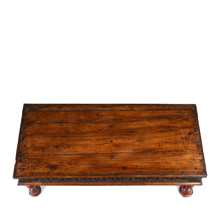 Top Down View Of Antique Indian Takhat Coffee Table From Gujarat  | Indigo Antiques