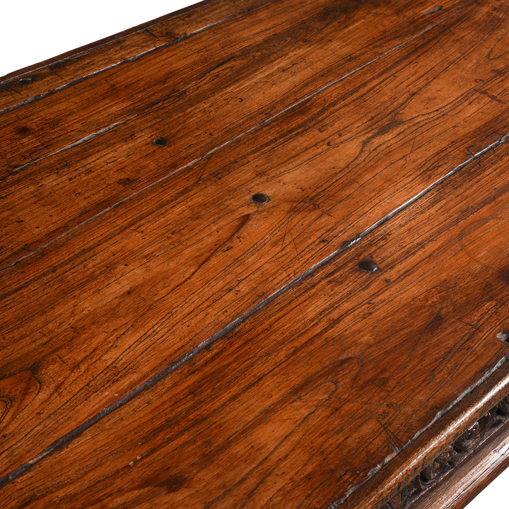 Surface Detail From Antique Indian Takhat Coffee Table From Gujarat  | Indigo Antiques