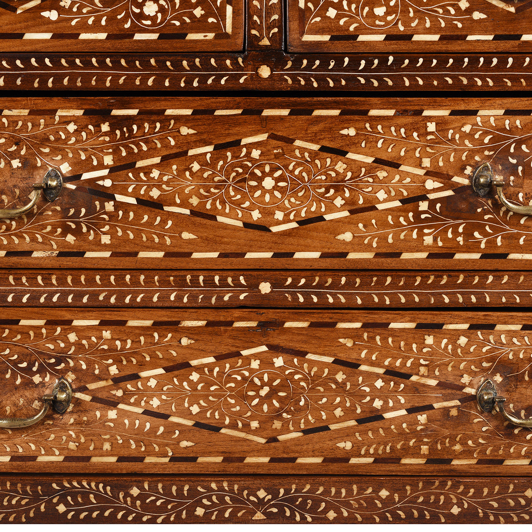 Bone Inlay Detail From Indian Bone Inlay Chest Of Drawers | Indigo Antiques