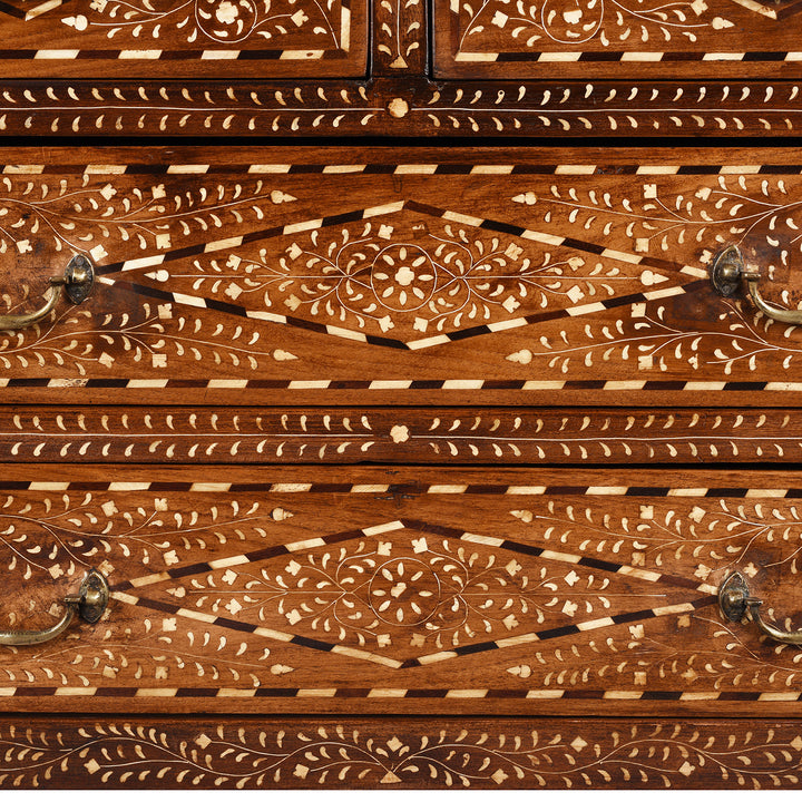 Bone Inlay Detail From Indian Bone Inlay Chest Of Drawers | Indigo Antiques