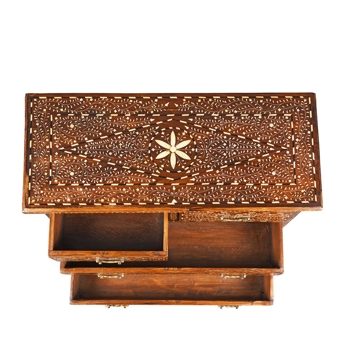 Top Down View Of Indian Bone Inlay Chest Of Drawers | Indigo Antiques
