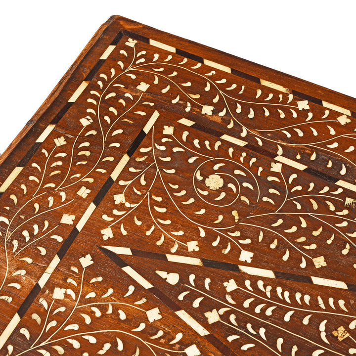 Top Corner Detail Showing Inlay From Indian Bone Inlay Chest Of Drawers | Indigo Antiques
