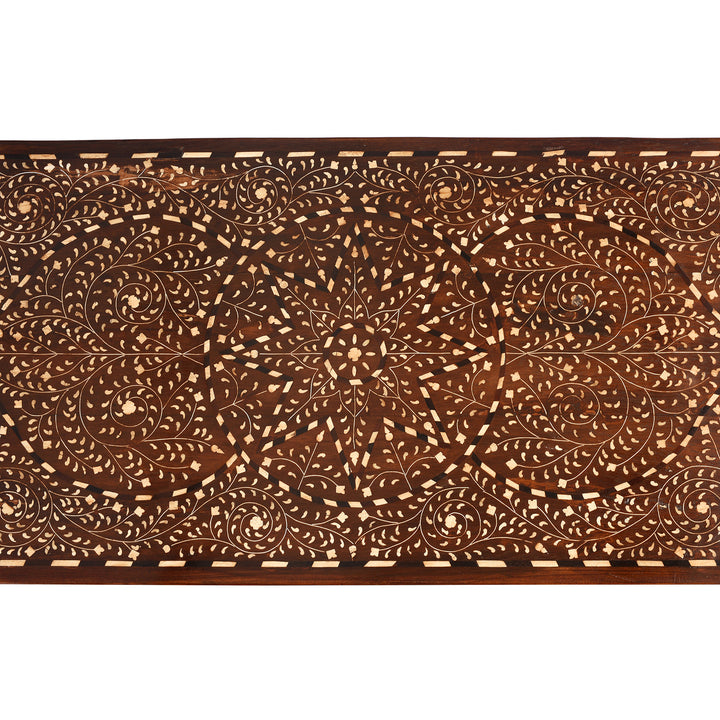 Top Down Detail From Antique Chest Of Drawers - Teak With Bone Inlay - Ca 1920 | Indigo Antiques