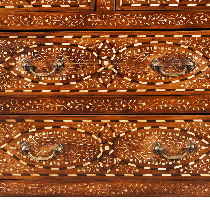 Detail From Indian Bone Inlay Chest Of Drawers | Indigo Antiques