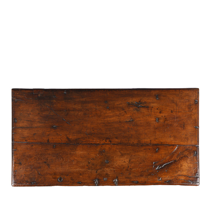 Top Down View Of Antique Blue Painted Indian Chest | Indigo Antiques