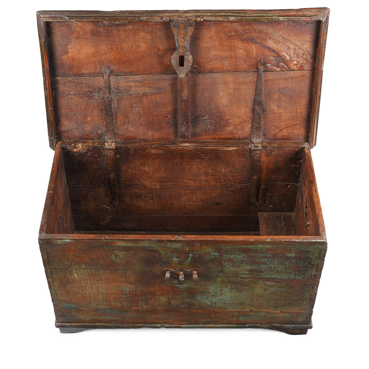 Interior Of Antique Blue Painted Indian Chest | Indigo Antiques