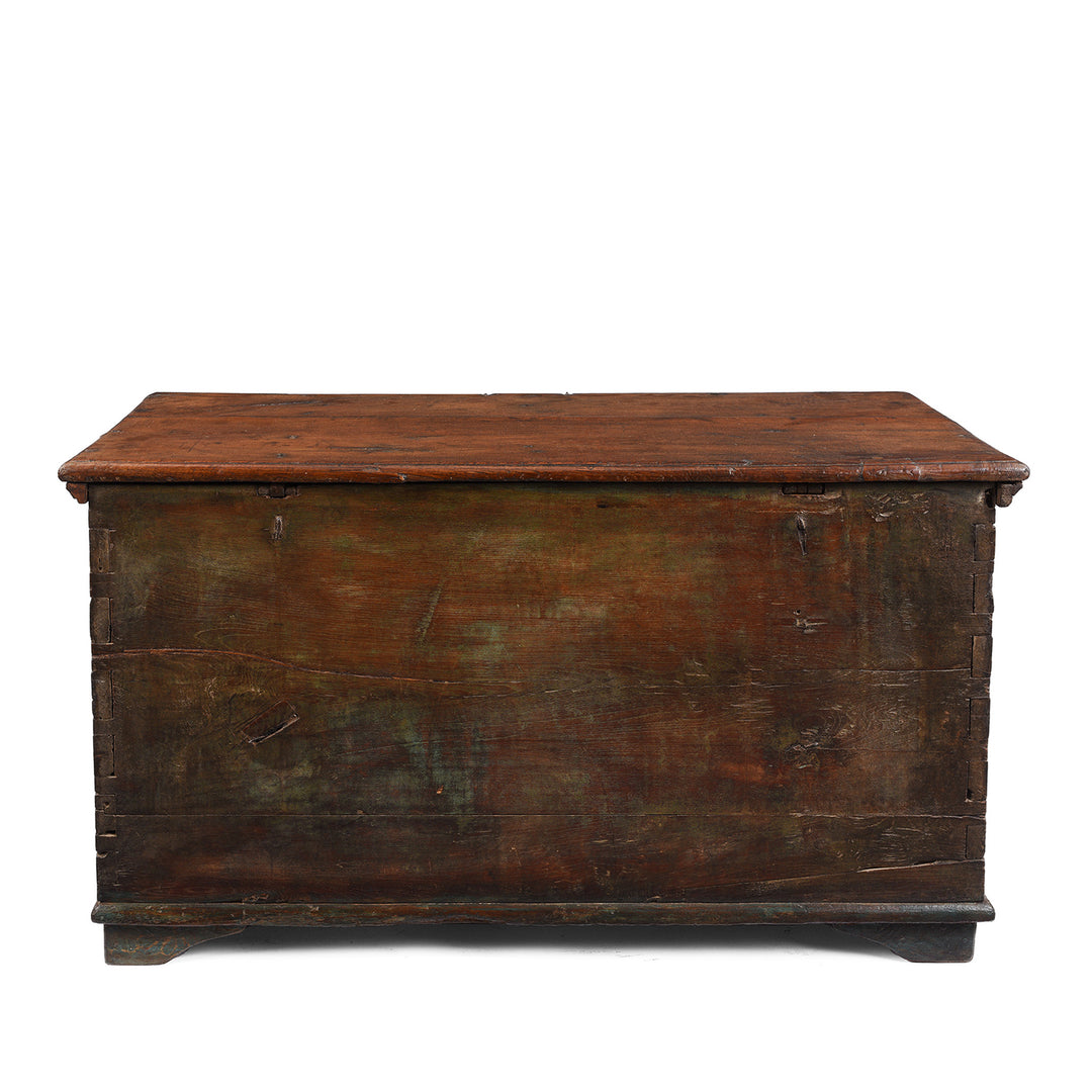 Painted Teak Chest From Gujarat - Late 19th Century