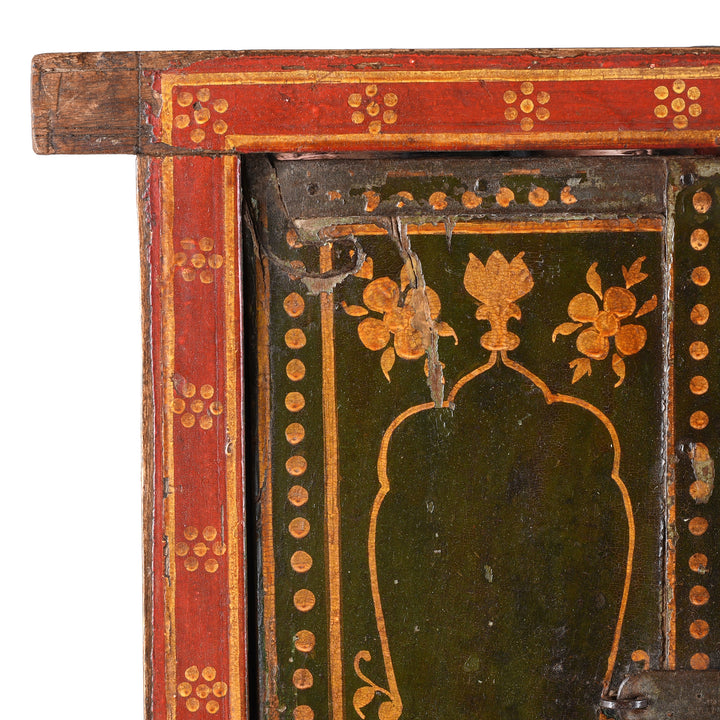 Corner Detail Dispalying Frame Artwork From Antique Indian Painted Windows From Bikaner | Indigo Antiques