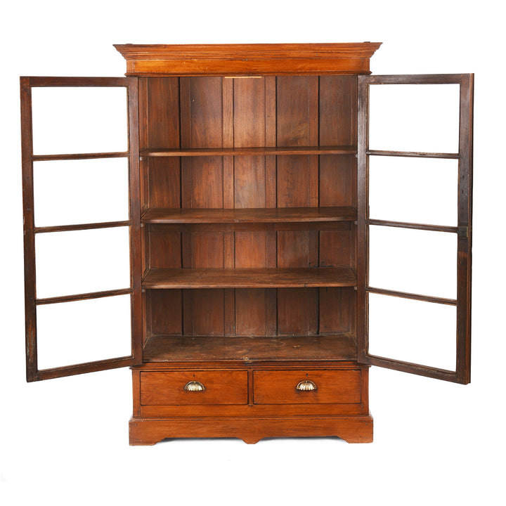 Open Doors View Of Antique Anglo Indian Glazed Book Cabinet | Indigo Antiques