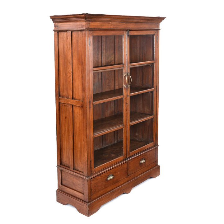 Angled View Of Antique Anglo Indian Glazed Book Cabinet | Indigo Antiques