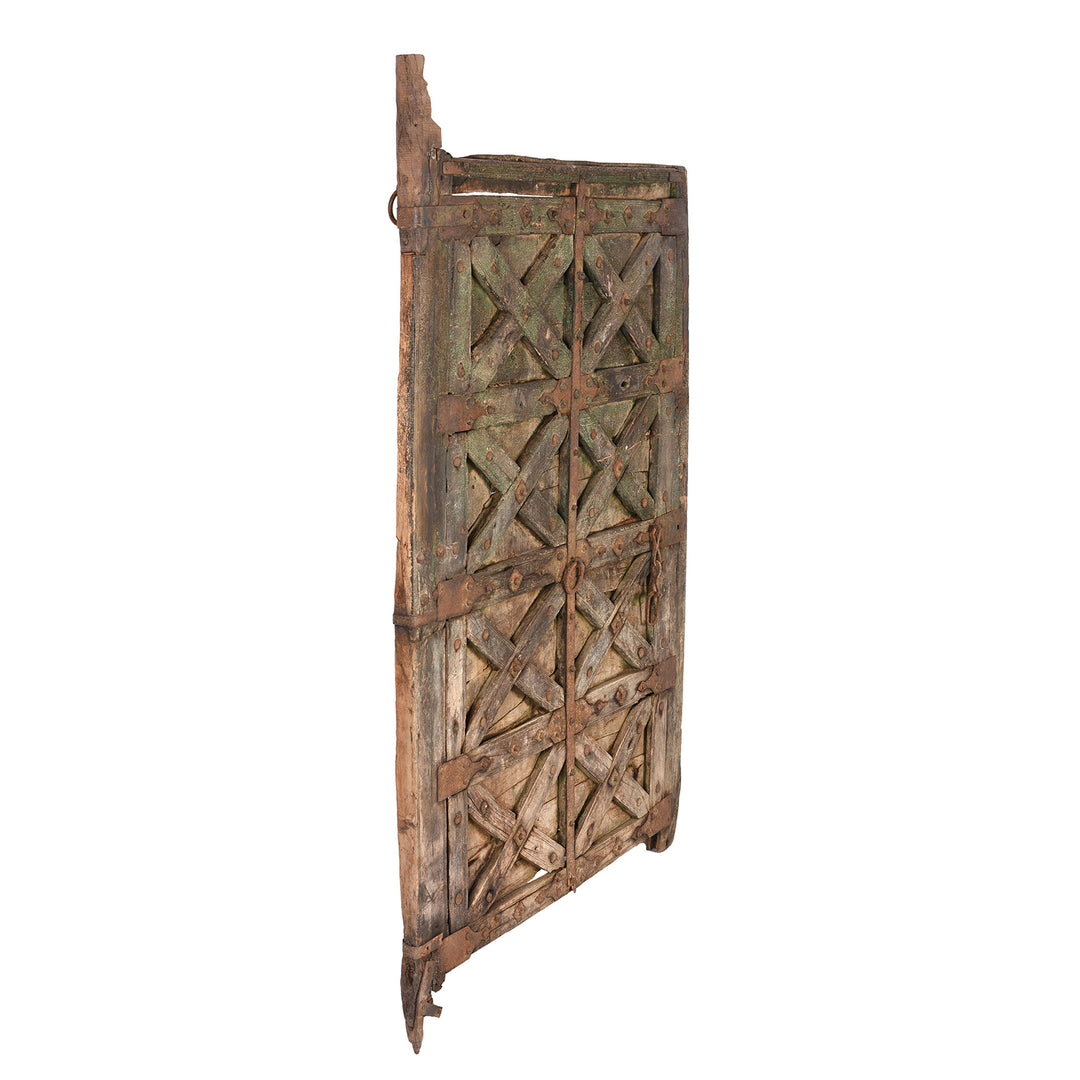 Angled View Of Antique Stick Door Panel From Jaisalmer | Indigo Antiques