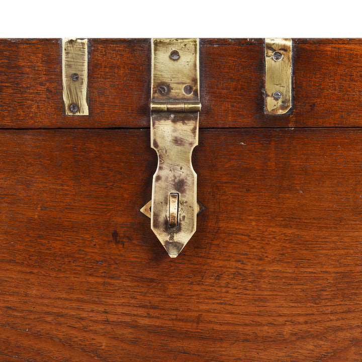 Latch Detail From Antique Brass Bound Teak Military Chest From Rajasthan | Indigo Antiques