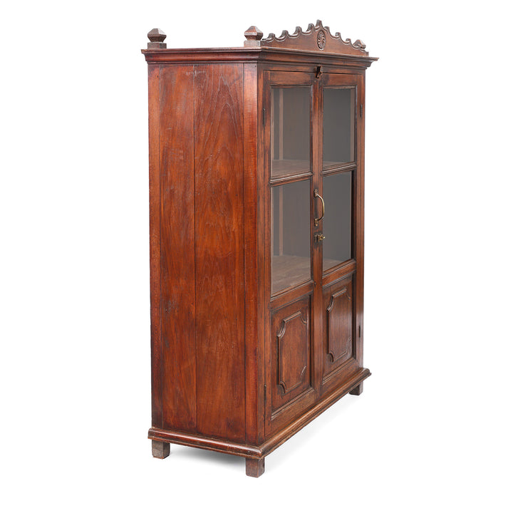 Angled VIew Showing Depth Of Antique Anglo Indian Glazed Book Cabinet | Indigo Antiques