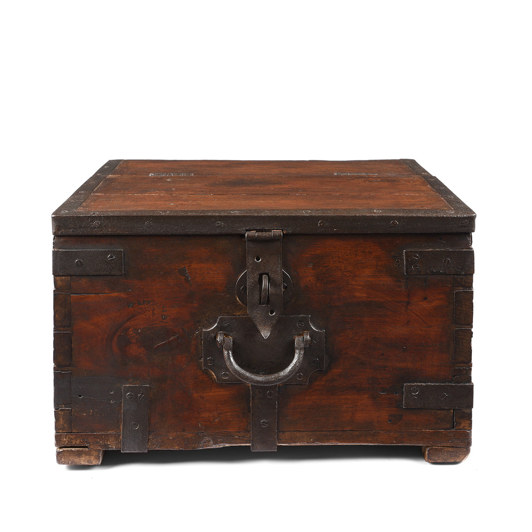 Front View Of Antique Indian Iron Bound Teak Ammunition 'Limber' Chest | Indigo Antiques
