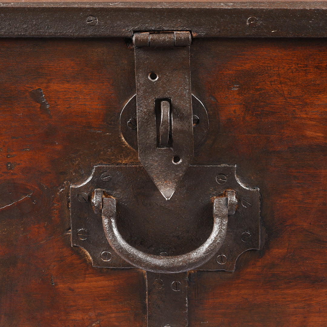 Latch Detail From Antique Indian Iron Bound Teak Ammunition 'Limber' Chest | Indigo Antiques