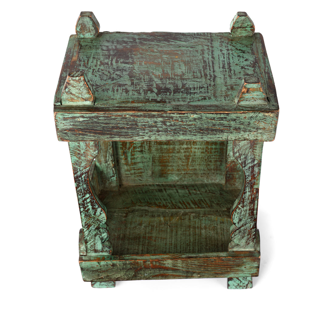 Top DOwn View Of Vintage Painted House Temple From Rajasthan | indigo Antiques