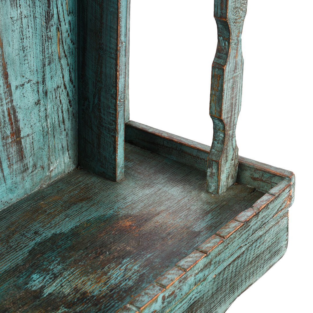 Corner Detail From Vintage Painted House Temple From Rajasthan | indigo Antiques