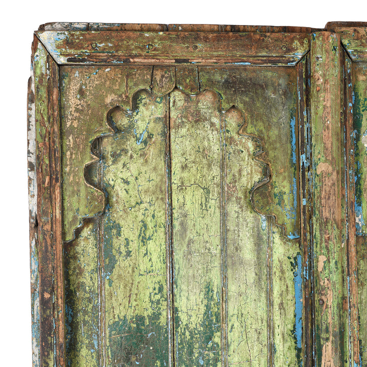 Carving Detail From Carved Door With Original Paint From Gujarat | Indigo Antiques