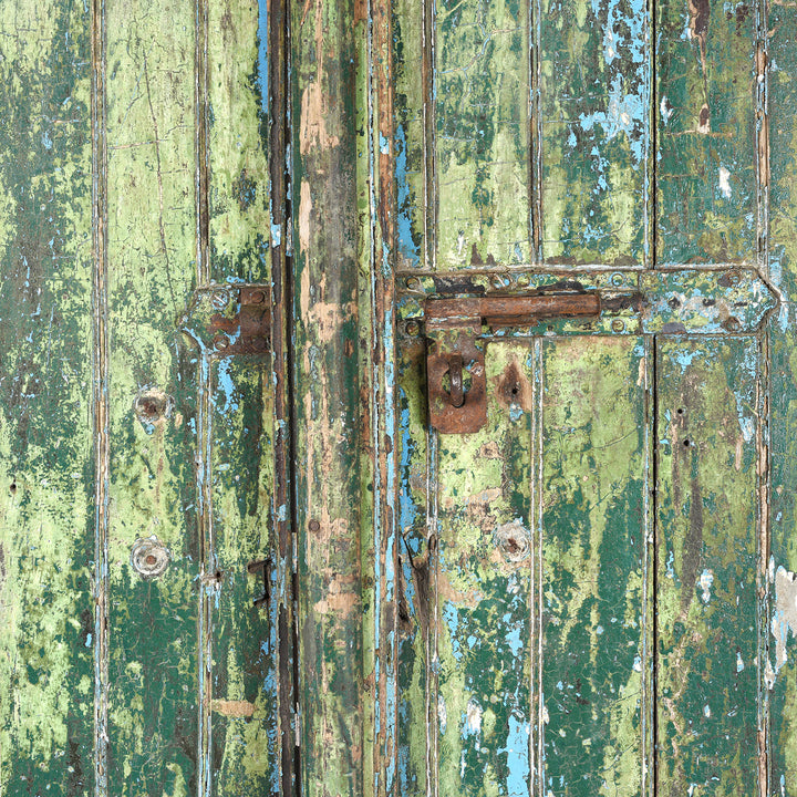 Latch Detail From Carved Door With Original Paint From Gujarat | Indigo Antiques
