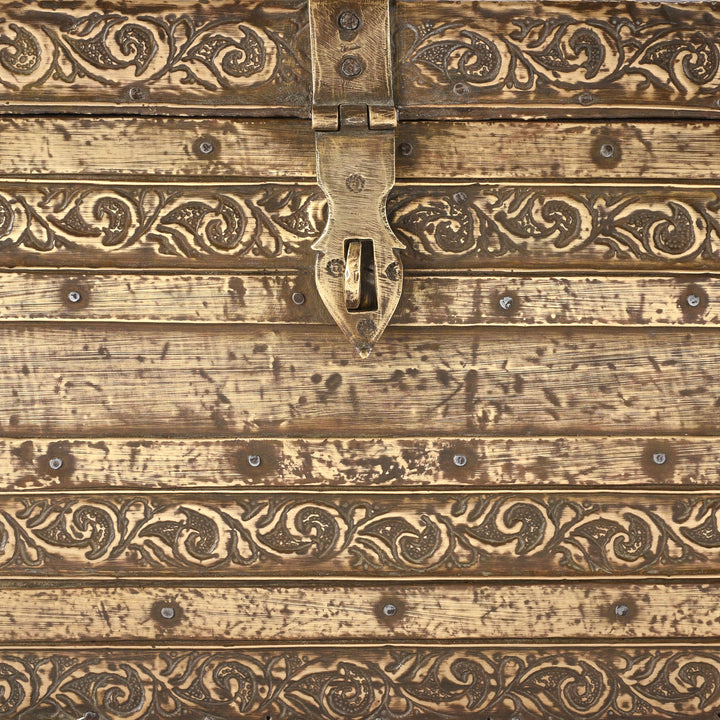Latch Detail From Antique Brass Bound Merchants Box From Shekhawati  | Indigo Antiques