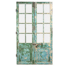 Green Painted Panelled Indian Door - 19th Century