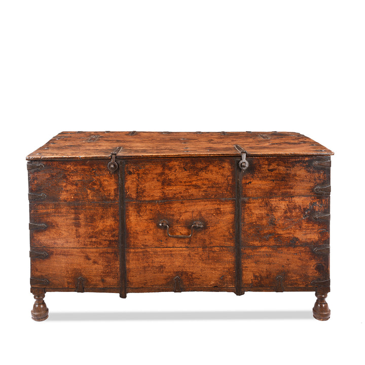 Antique Brass Bound Teak Military Chest | Indigo Antiques