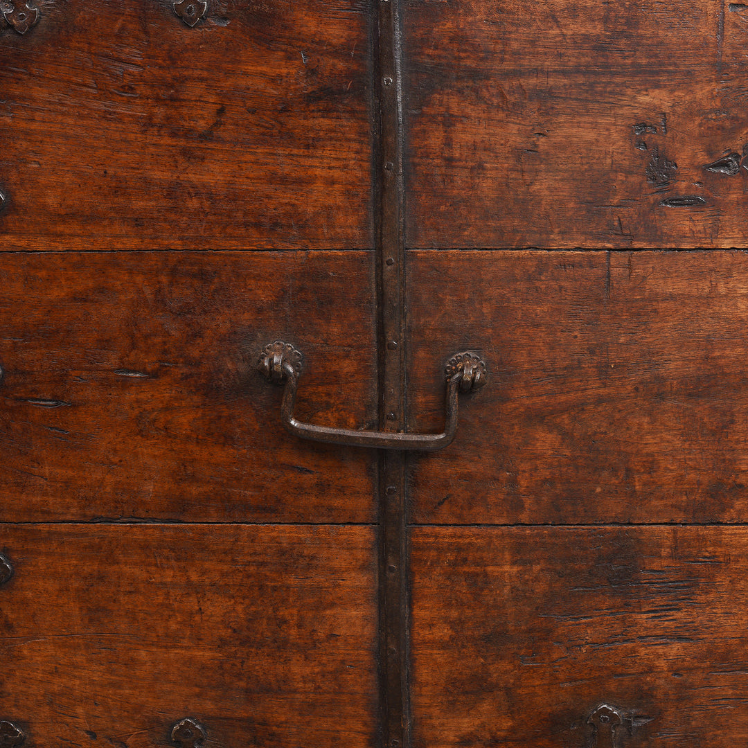 Handle Detail From Antique Brass Bound Teak Military Chest | Indigo Antiques