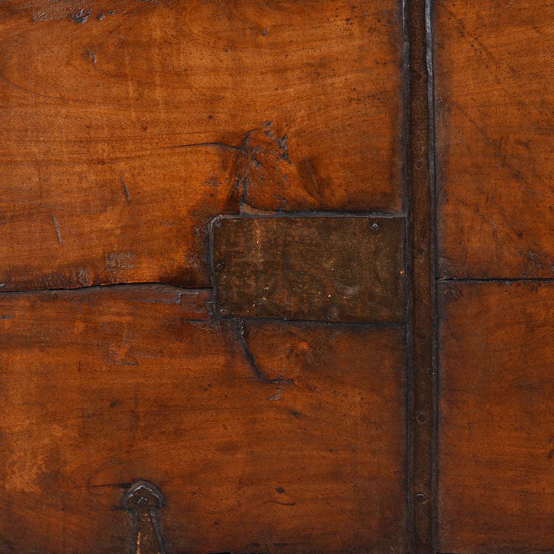 Back Detail From Antique Brass Bound Teak Military Chest | Indigo Antiques