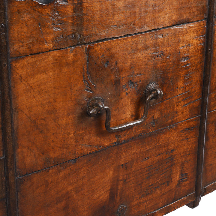Handle Detail From Antique Brass Bound Teak Military Chest | Indigo Antiques