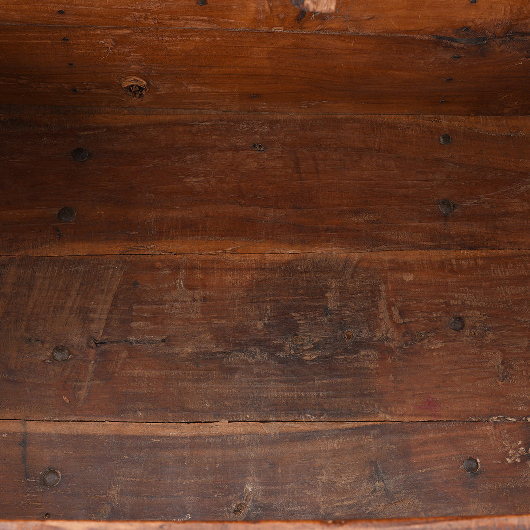 Interior Of Antique Brass Bound Teak Military Chest | Indigo Antiques