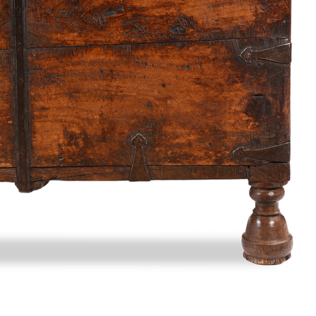 Leg Detail From Antique Brass Bound Teak Military Chest | Indigo Antiques