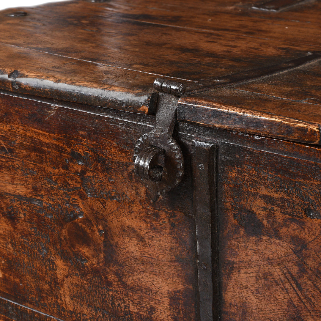 Latch Detail From Antique Brass Bound Teak Military Chest | Indigo Antiques