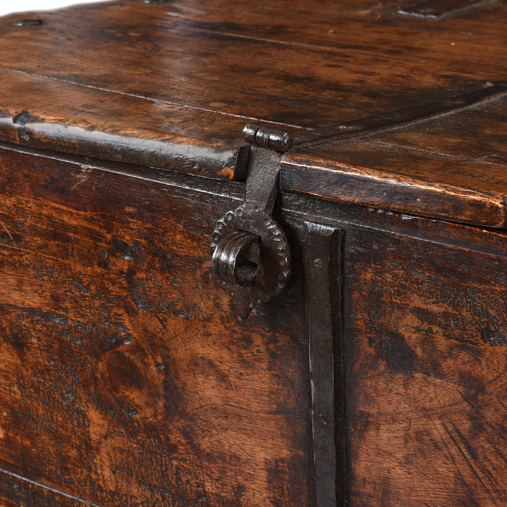 Latch Detail From Antique Brass Bound Teak Military Chest | Indigo Antiques