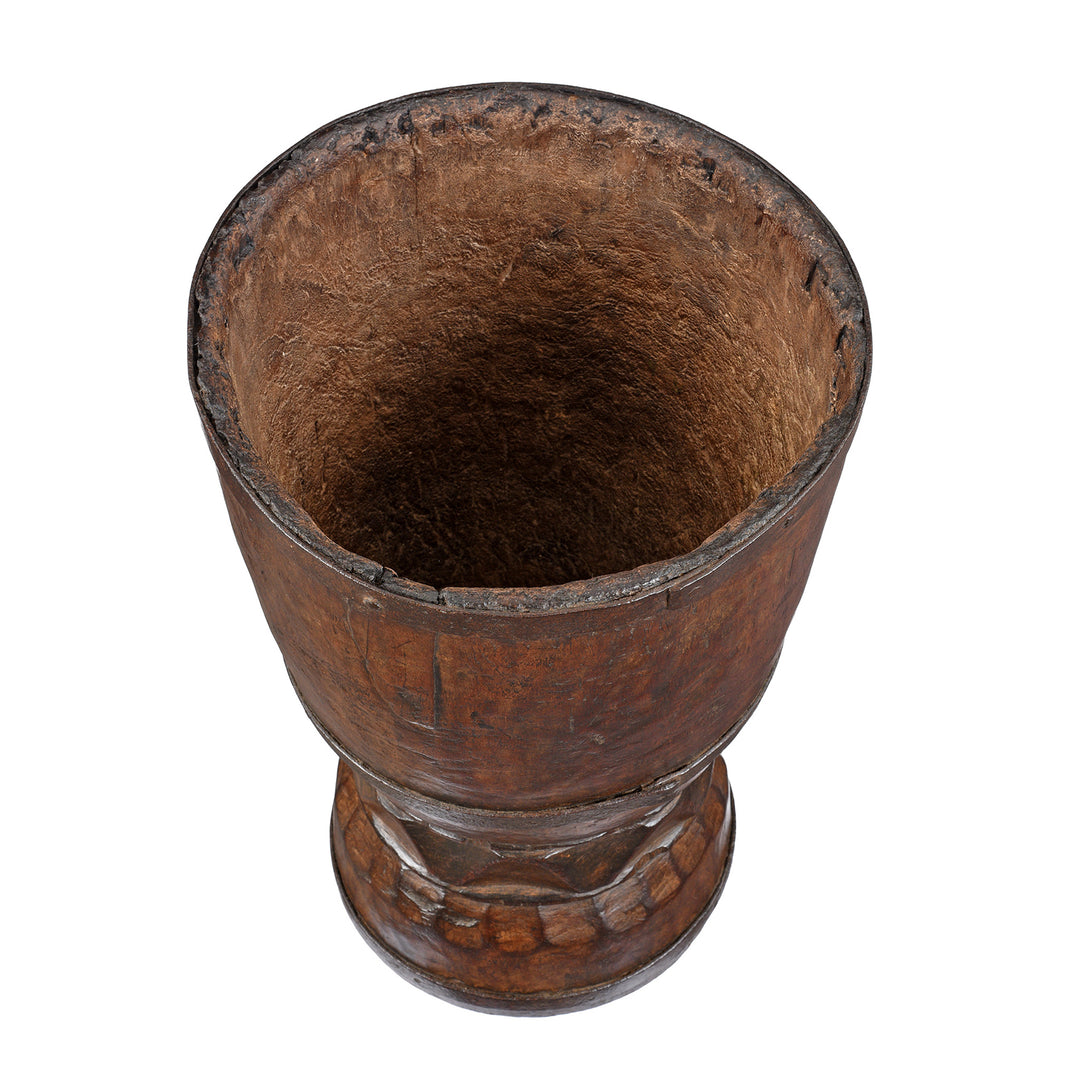 Interior Of Antique Teak Mortar From Rajasthan | Indigo Antiques