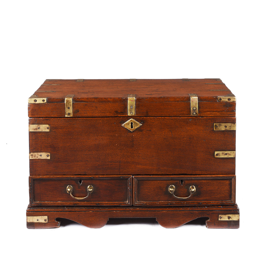 Antique Indian Brass Bound Teak Dowry Chest| Indigo Antiques