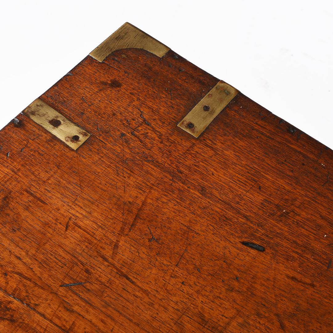 Corner Detail From Antique Indian Brass Bound Teak Dowry Chest| Indigo Antiques