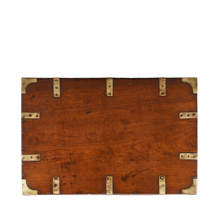 Top Down View Of Antique Indian Brass Bound Teak Dowry Chest| Indigo Antiques