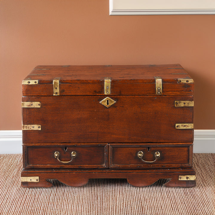 Antique Indian Brass Bound Teak Dowry Chest| Indigo Antiques