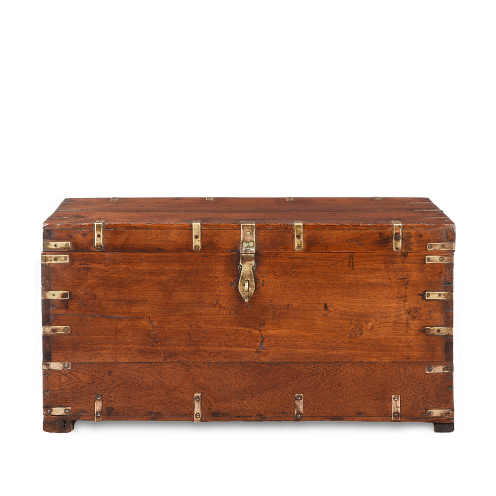 Antique Brass Bound Teak Indian Military Chest | Indigo Antiques