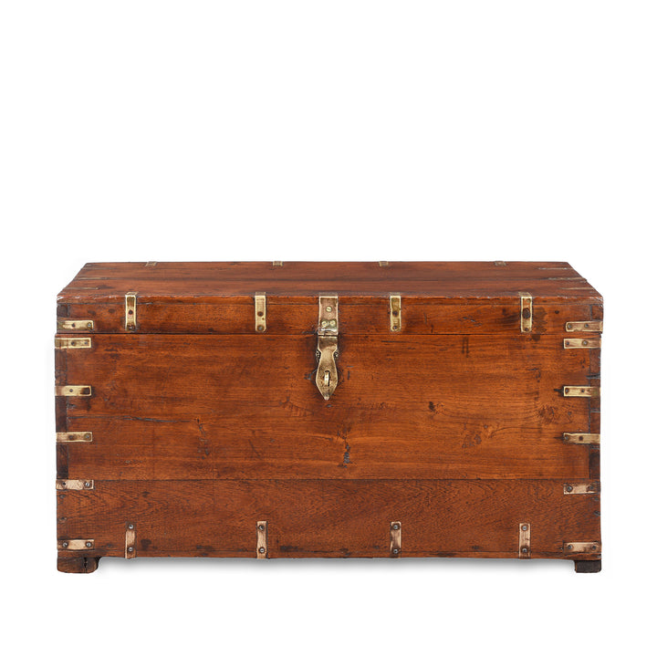 Antique Brass Bound Teak Indian Military Chest | Indigo Antiques