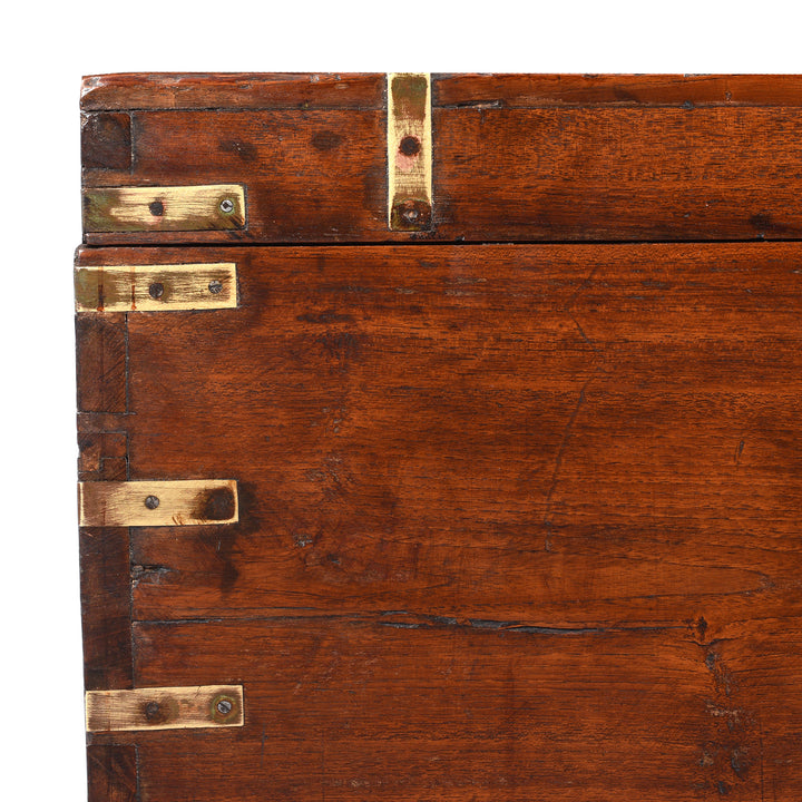 Brass Corner Detail from an Antique Brass Bound Teak Indian Military Chest | Indigo Antiques