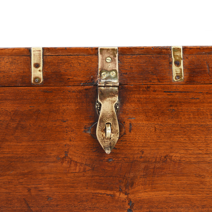 Latch Detail From Antique Brass Bound Teak Military Chest | Indigo Antiques