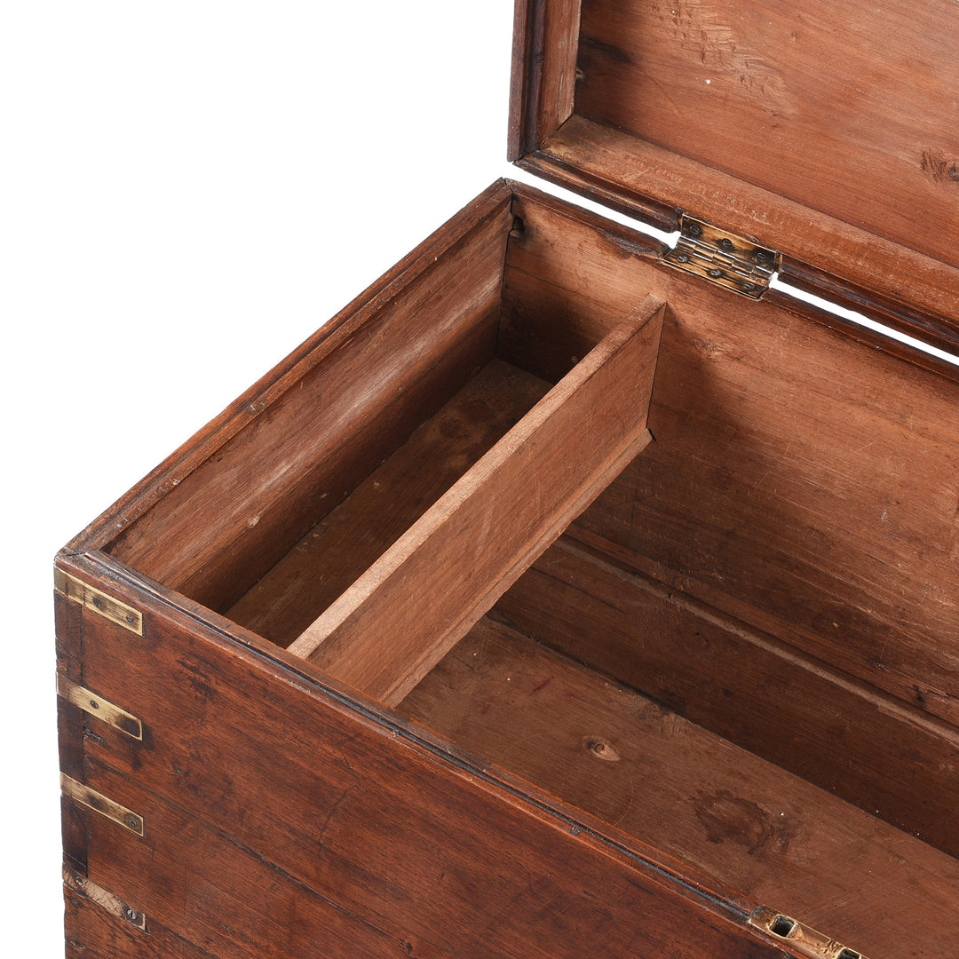 Candle Box Detail From Antique Brass Bound Teak Military Chest | Indigo Antiques