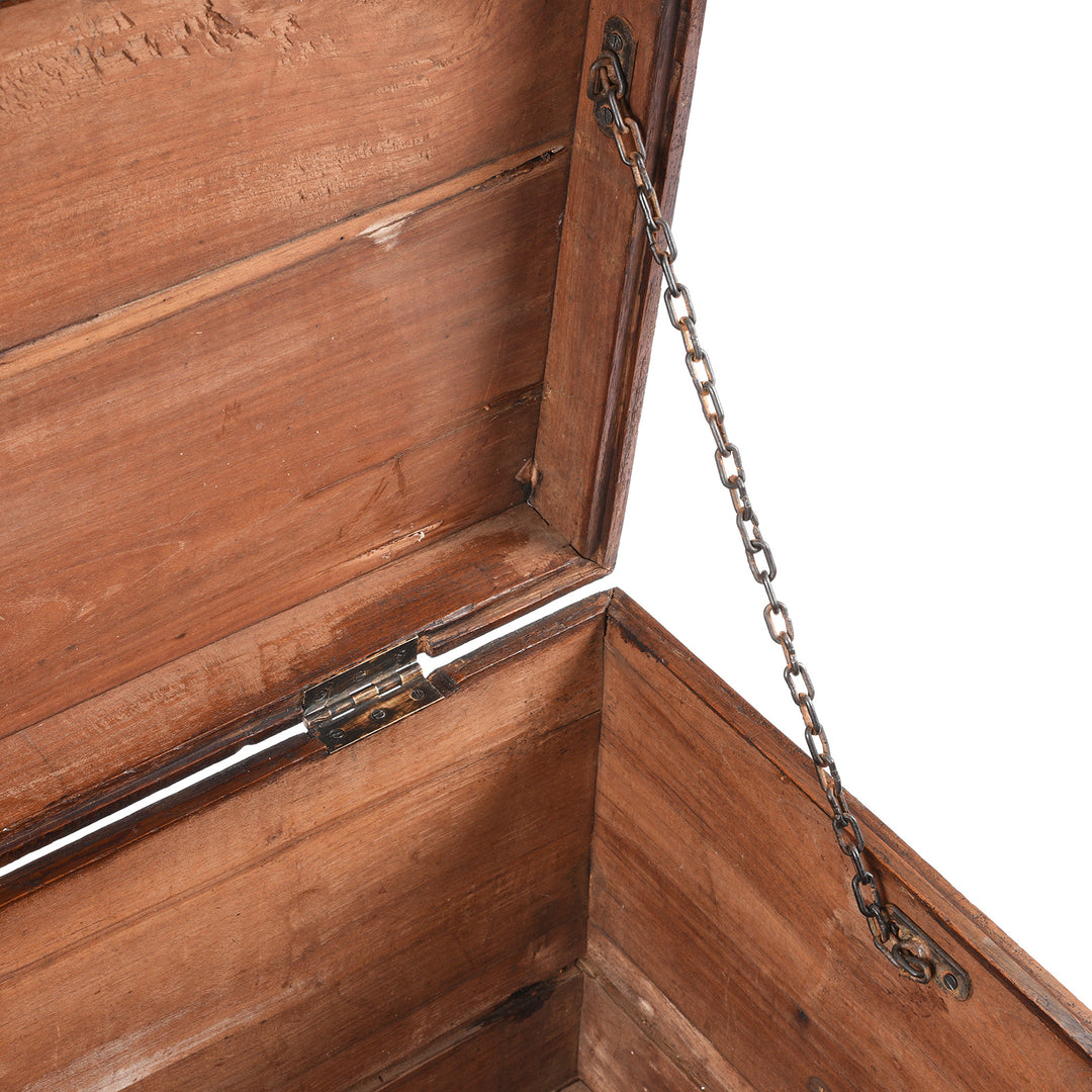 Chain Detail From Antique Brass Bound Teak Military Chest | Indigo Antiques